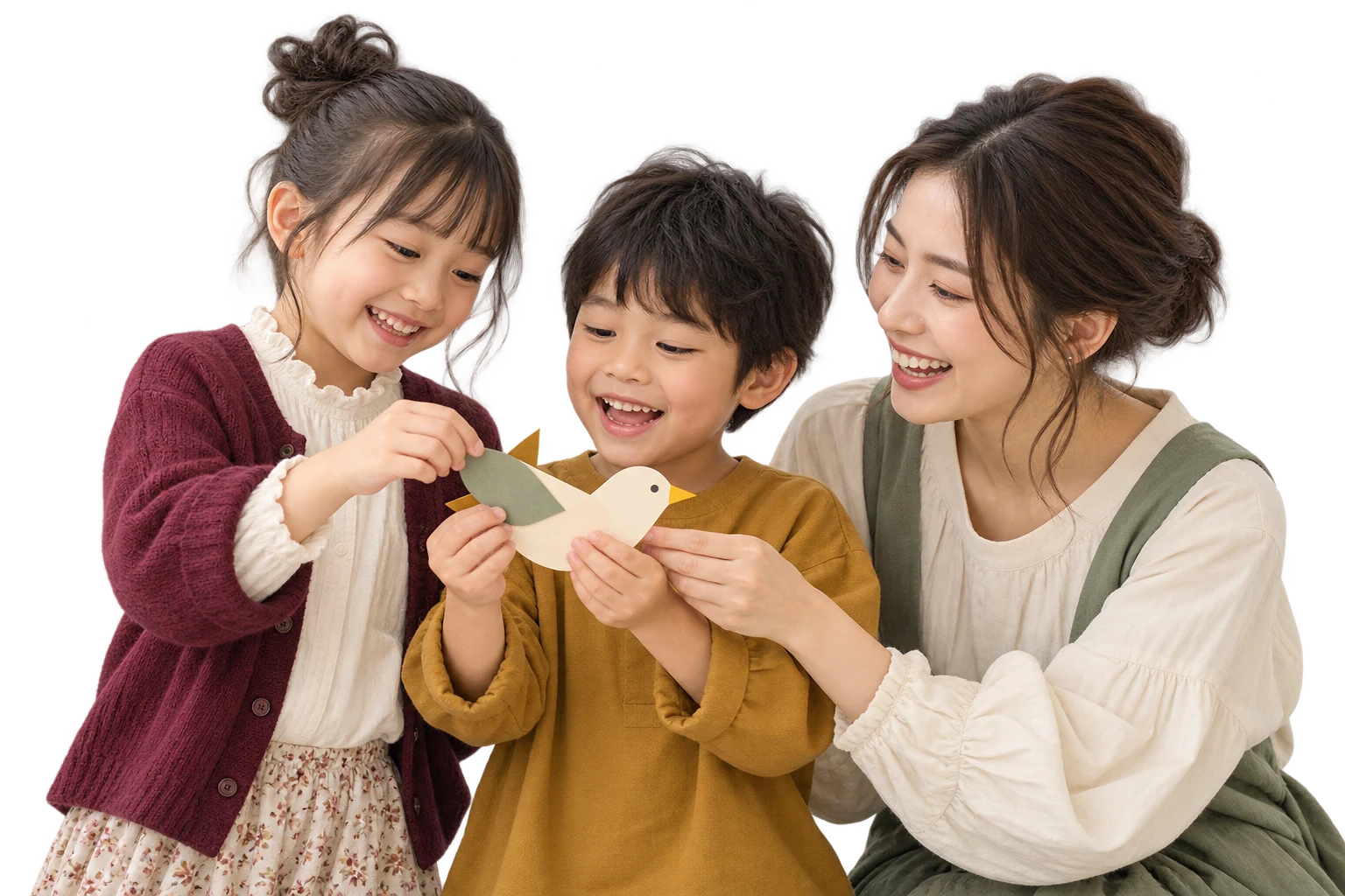 架空の子どもたちと大人が工作を楽しむAI生成のイメージ